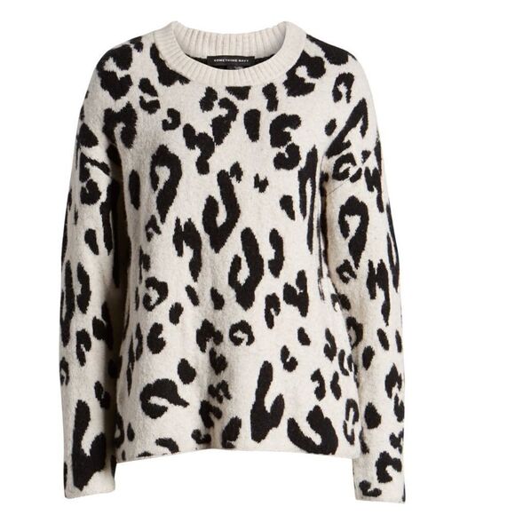 Nwot Something Navy leopard crewneck sweater - Picture 5 of 10